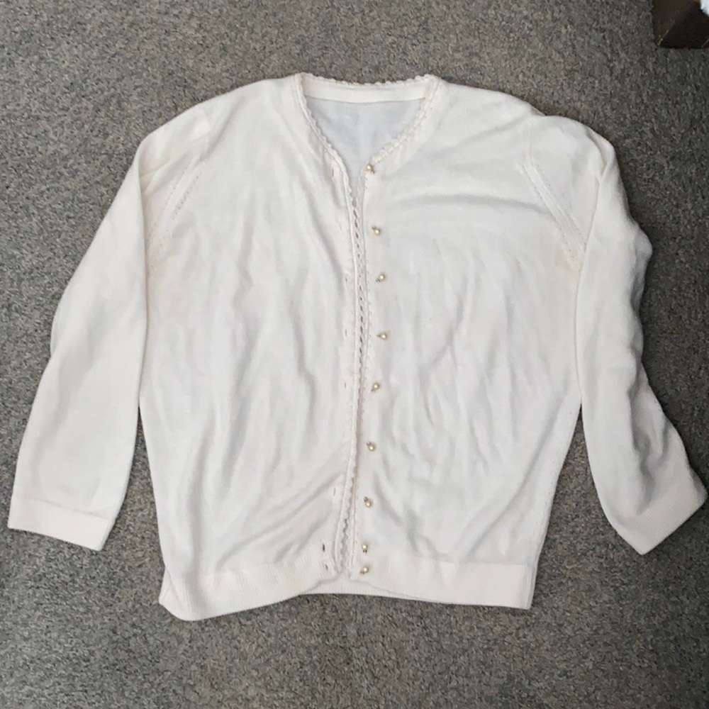 Vintage 1960’s White Cardigan with pearl buttons